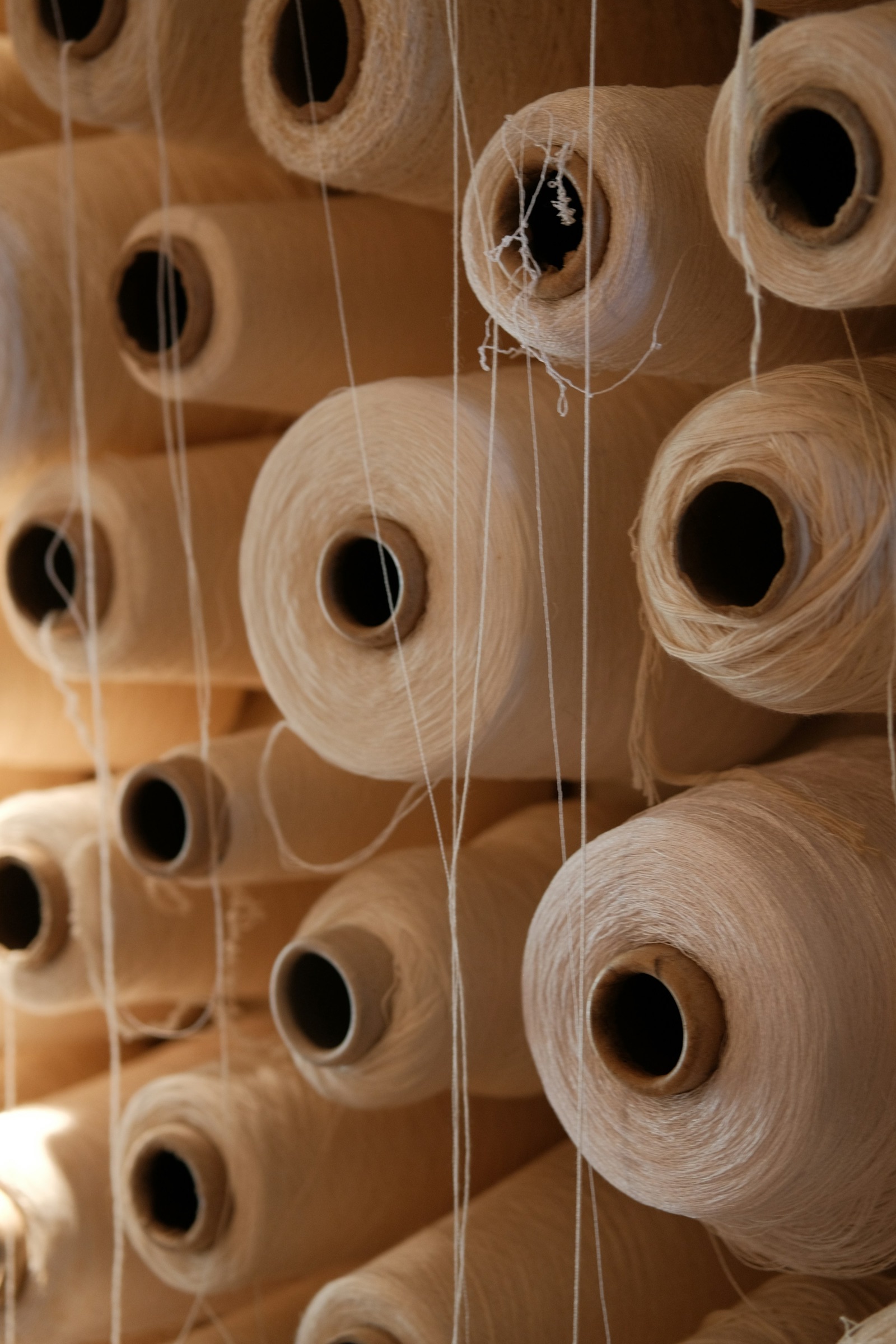 Spools of thread stacked neatly